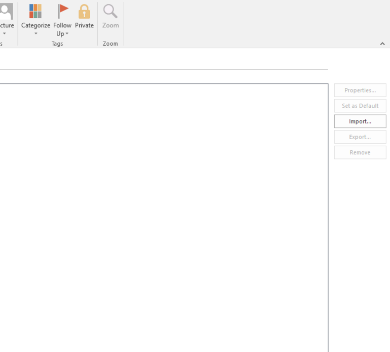 Screenshot of the context menu in Outlook