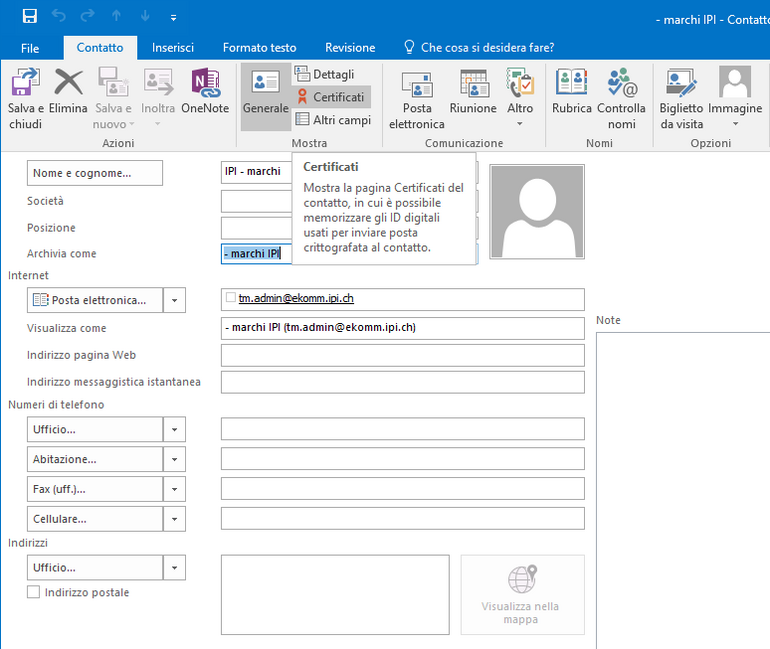 Screenshot di Outlook