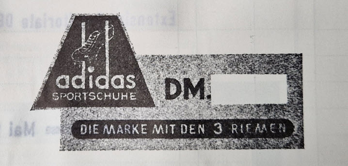 Angemeldet am 05.02.1954: «Die Marke mit den 3 Riemen» von Adidas (Copyright IGE)