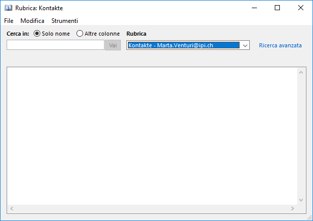 Schermata della rubrica in Outlook