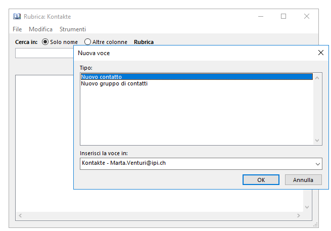 Screenshot di Outlook